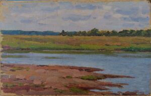 28. В.Ф Турик, "Воронеж. Этюд №3", масло/холст на картоне 20Х32 см., 1940-е годы