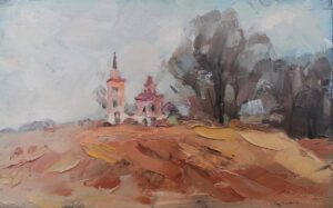 32. В.Н.Решитов, "Остатки Былово", масло/картон, 13х21,5см, 2015 г. 