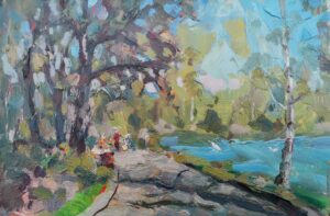 33. В.Н.Решитов, " В Ярославле", масло/картон, 10х16 см., 2000 г. 
