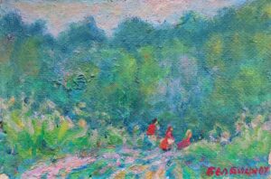 3. Алексей Белянин, "за грибами", картон/масло, 15,5х23 см., 2007г. 