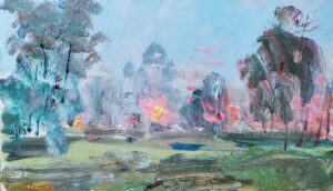 49. Николай Малышев, "Ростов-дым", оргалит/масло, 22х37 см., 2010г.