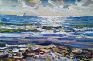36. Лев Журавлёв, "Море", картон/масло, 22х33 см., 2002г.