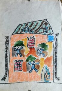 1. "Дом", смешанная техника/бумага, 59,5х42см, 1980-тые года