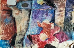5. "Натюрморт с чайником", масло/бумага, 42,5х61см, 1980-тые года.