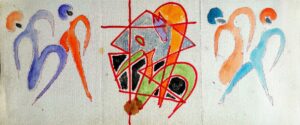 6. "Цветные фантазии", смешанная техника/плотная бумага, 29х67,5см, 1980-тые года.