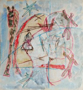12. "Импровизация со звездой 1", смешанная техника/бумага, 41х38см, 1980-тые года.