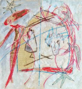 14. "Импровизация со звездой 3", смешанная техника/бумага, 41х38см, 1980-тые