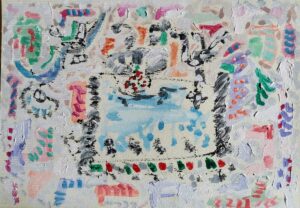 19. "Беседа за столом", масло/картон, 35х50см, 1980-тые