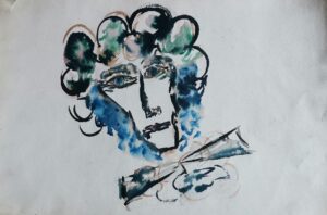 9. "Пушкин", акварель/бумага, 24,5х37см, 1980-тые