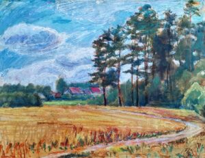61. В.М. Мухар,"Подмосковье-Архангельское", темпера/бумага, 58х45см, 1975г.