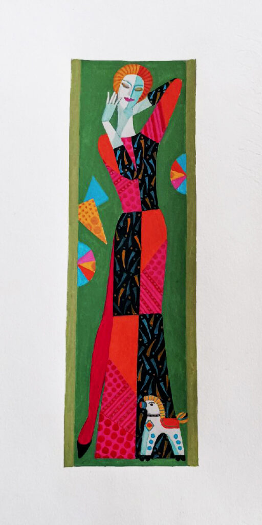 4. Эскиз театрального костюма, 1980-2008, не осуществлено, Костюм для Новогоднего Шоу, гуашь, темпера/бумага, 38,5х19см.