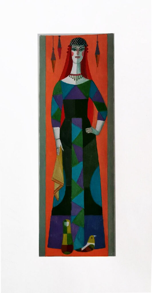 7. Эскиз театрального костюма, гуашь/бумага, 39х20см, 1980-2008гг.