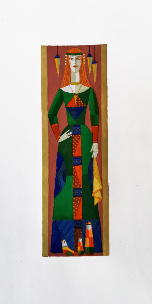 24. Эскиз театрального костюма, 2000-2008, проект, вариант для оформления интерьера, гуашь/бумага, 39х20см.
