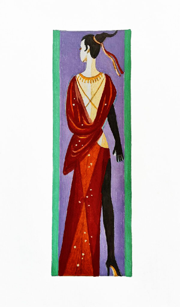 33. Эскиз театрального костюма, 1980-2008 гг., проект Москва-Ленинград, гуашь/бумага, 39,5х20,5см.