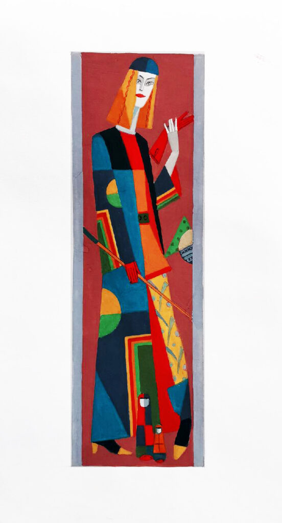 34. Эскиз театрального костюма, 2000-2008, декоративная серия для оформления интерьера Домашнего Театра Ларисы Левицкой, гастроли — Москва-Санкт-Петербург-отменены, гуашь, темпера/бумага, 39х20см.