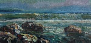 63. Лев Николаевич Журавлёв, "Море шумит", масло/холст на картоне, 20Х40 см., 2003 г.