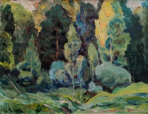 66. Ю.Н. Кудрявцев, "Опушка", масло/холст, 35Х45см., 1999 г.