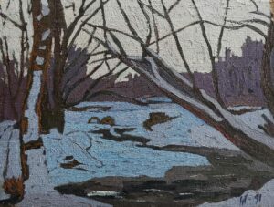 67. Н.Л. Генин, "Зима", масло/картон, 39Х50 см., 1991г.