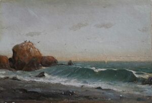 70. В.Н. Решитов, "Вечерний свет и море", масло/оргалит, 34,5Х49 см., 2004 г.